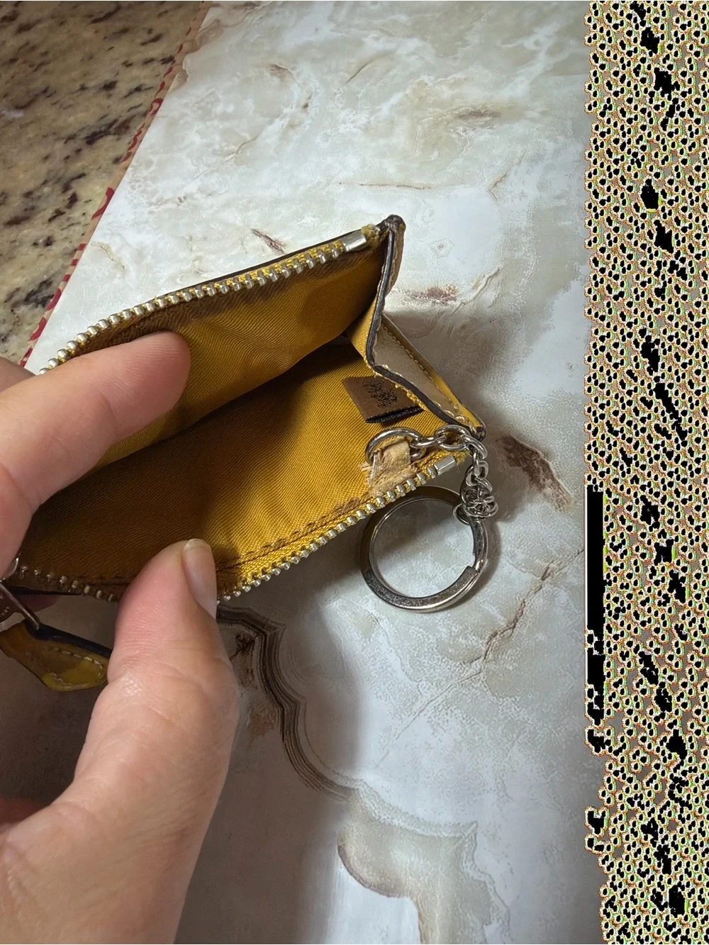 Coach Signature Zip Card Keychain Wallet
